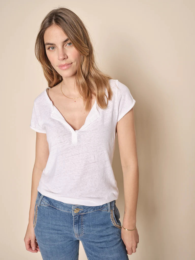 structured dressMos Mosh White Crop Short Sleeved Tee - White