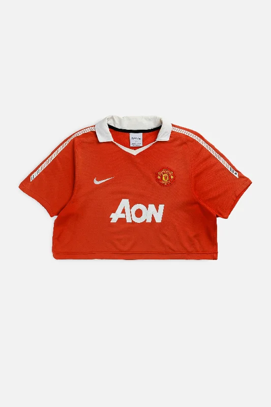 Flash Deals sleek sports hoodieRework Crop Manchester Soccer Jersey - S