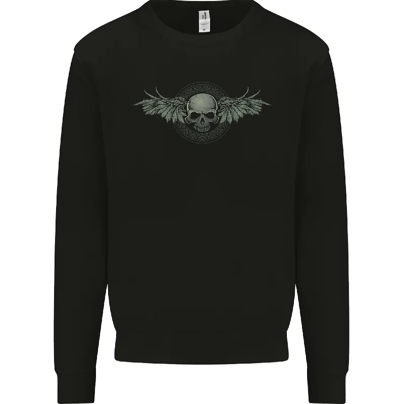 Doorbuster Deal sleek gym hoodieA Tribal Skull With Wings Gothic Goth Rock Music Mens Sweatshirt Jumper