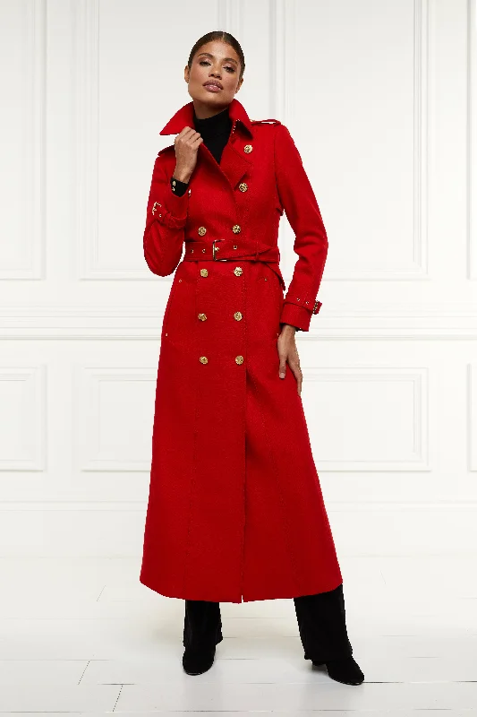 stylish blazer coatFull Length Marlborough Trench Coat (Red Barathea)