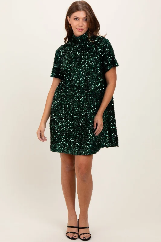 Super Bargain wrap-around dressForest Green Sequin Mock Neck Tie Back Dress