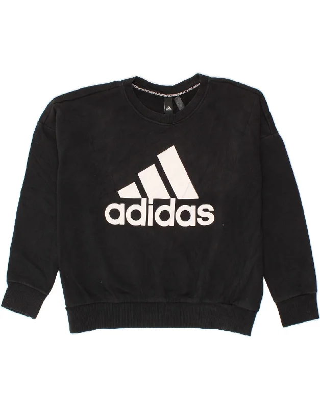 Discount Deals ADIDAS Womens Oversized Graphic Sweatshirt Jumper UK 16/18 Large Black