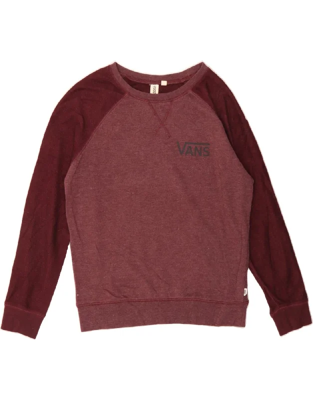 Don't Wait VANS Womens Sweatshirt Jumper UK 10 Small Maroon Colourblock Cotton
