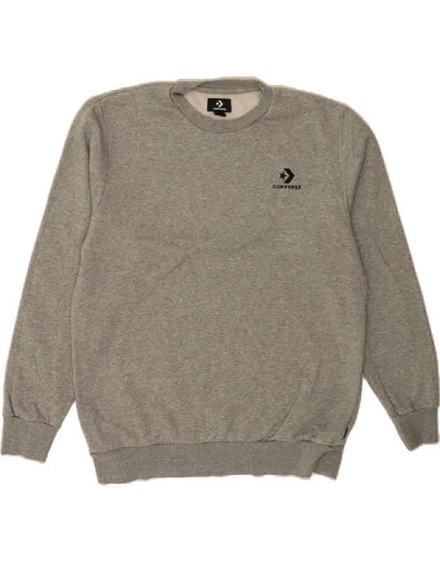 Markdown Madness CONVERSE Mens Sweatshirt Jumper Large Grey Flecked Cotton
