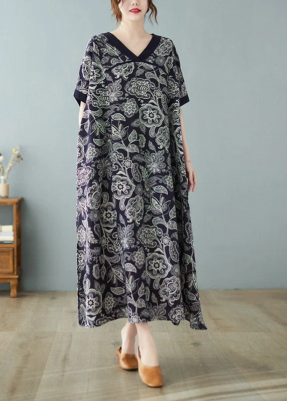 Don't Wait elegant shift dressLoose Navy V Neck Print side open Dresses Short Sleeve Don't Wait elegant shift dressLoose Navy V Neck Print side open Dresses Short Sleeve
