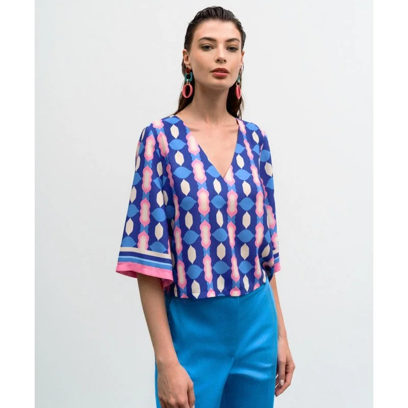 tiered dressAccess Printed Blouse With Open Back