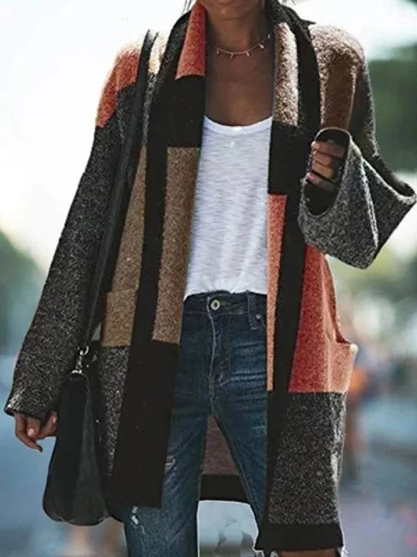 Discount Deals urban street coatColor-Block Wool-Knit Cardigan