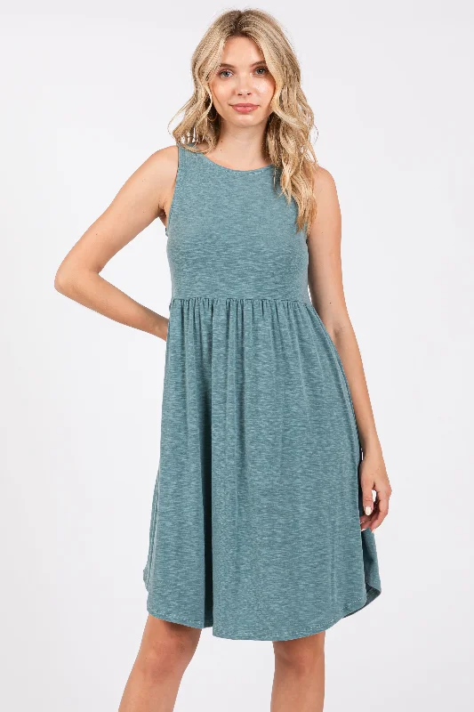 Price Rollback lace-up dressTeal Babydoll Sleeveless Dress
