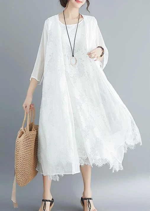 Act Now sleeveless dressWomen white lace Robes sleeveless A Line summer Dresses