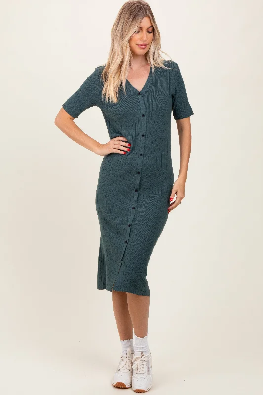 Today’s Deal elegant maxi dressForest Green Button Down Sweater Midi Dress