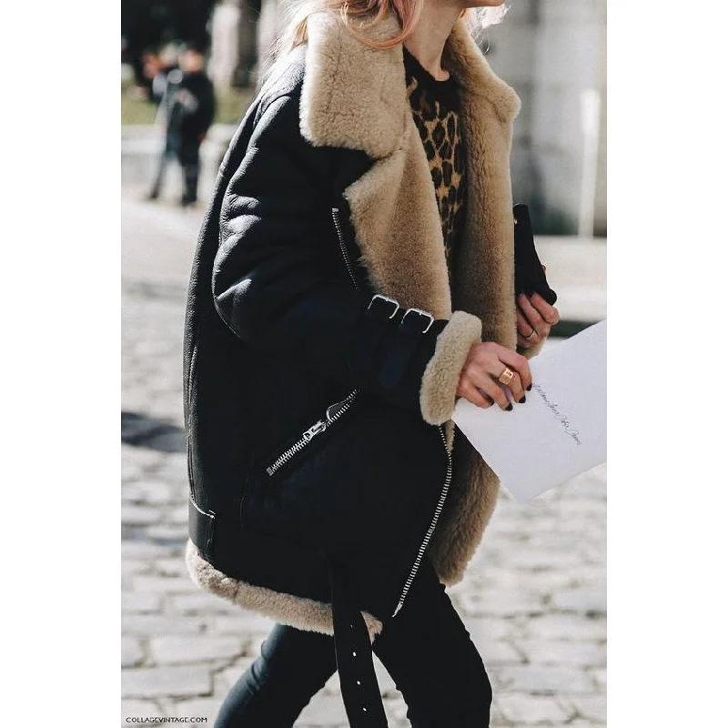 Value Deals puffer jacketDeer Skinny Lamb Fur Collar Leather