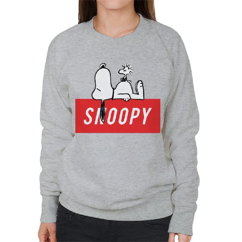 Steals and Deals eco-friendly fitness hoodiePeanuts Red Block Text Women's Sweatshirt