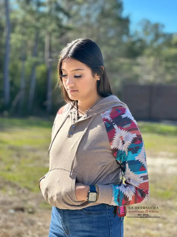 Grand Opening Sale Rock&Roll Womens Brown Multi Color Aztec Sleeve