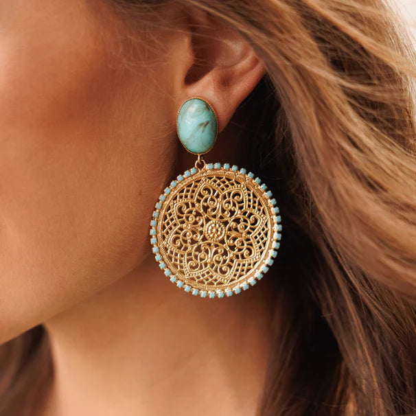 tiered dressCaroline Svedbom Alexandra Boho Earrings - Turquoise