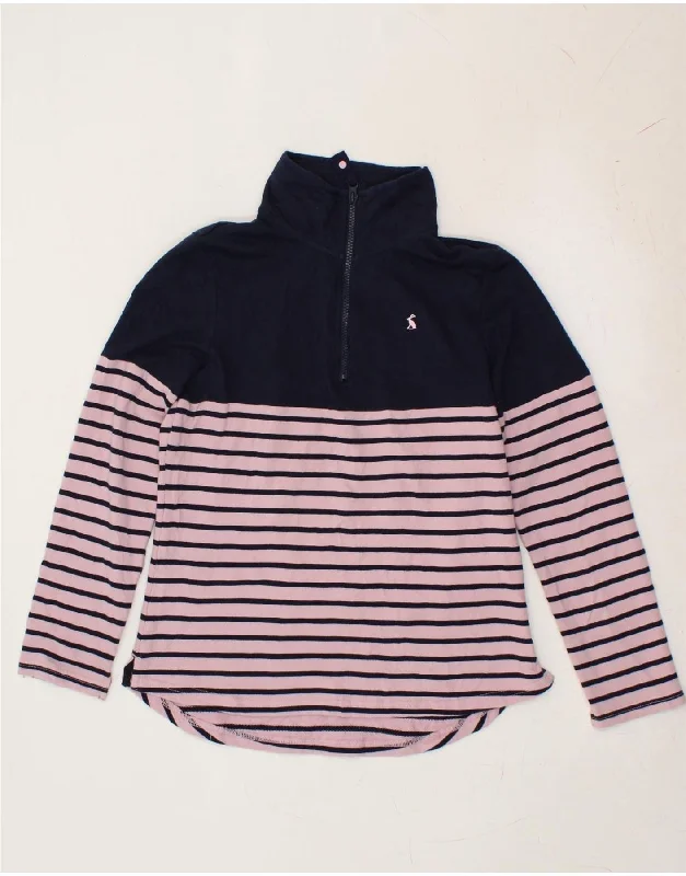 Final Sale JOULES Womens Zip Neck Sweatshirt Jumper UK 10 Small Pink Striped Cotton
