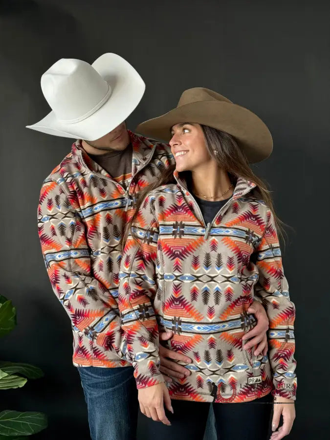 Super Sale Rock&Roll Womens Aztec Fleece pullover tan