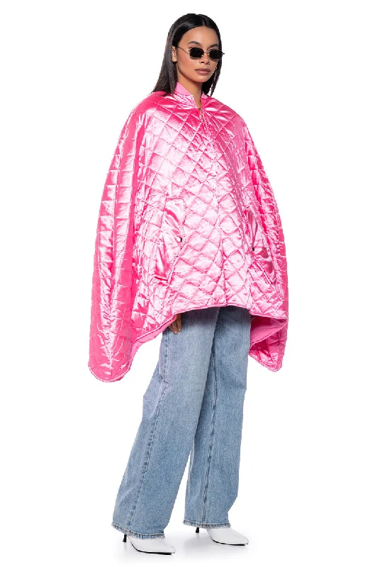 Flash Sale insulated jacketQUILTED PINK PONCHO