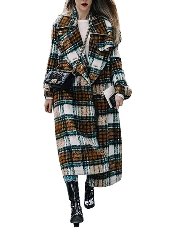 Weekend Deal windbreaker jacketFashion Lapel Coat Autumn And Winter Plaid Pattern Jacket