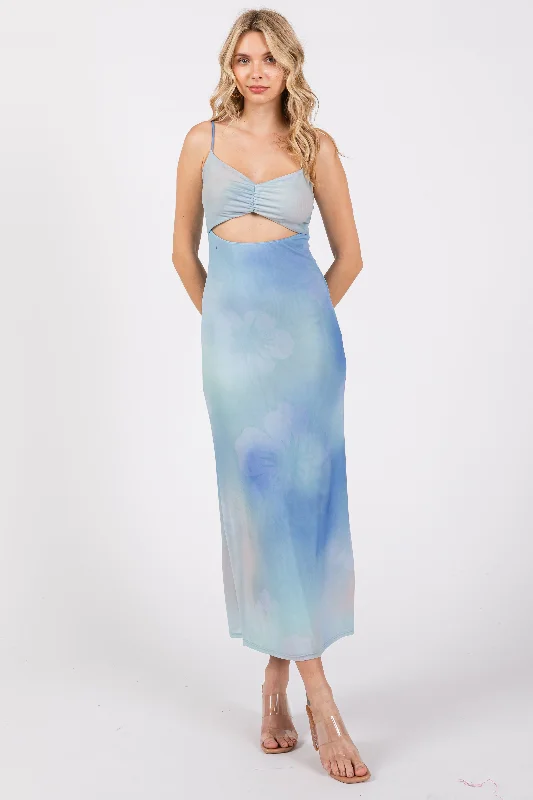 Deal Explosion flowy evening dressLight Blue Tie Dye Maxi Dress
