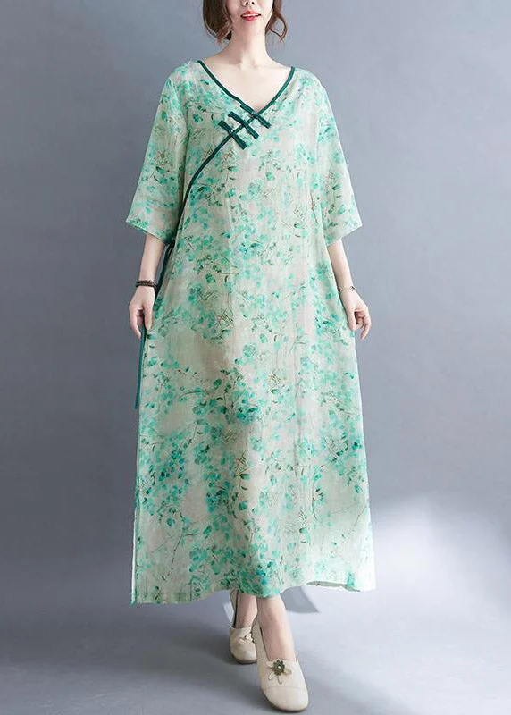 Lowest Price elegant dressBoho V Neck Print Button Side Open Holiday Dress Three Quarter Sleeve Lowest Price elegant dressBoho V Neck Print Button Side Open Holiday Dress Three Quarter Sleeve