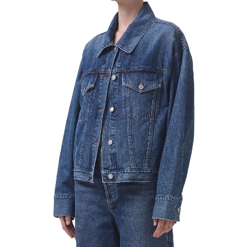 Shop and Save Martika Womens Trucker Button-Down Denim Jacket