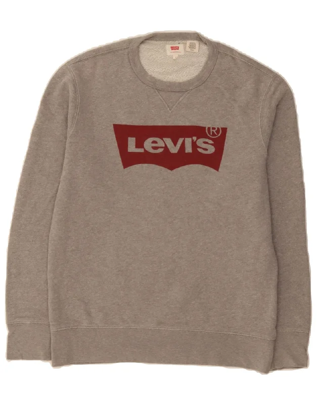 Lowest Price LEVI'S Mens Graphic Sweatshirt Jumper Small Grey Cotton