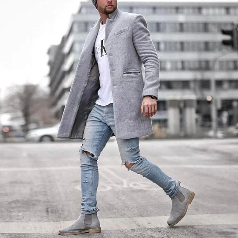 Lowest Price fashionable quilted coatFashion Solid Color Woolen Men'S Coats