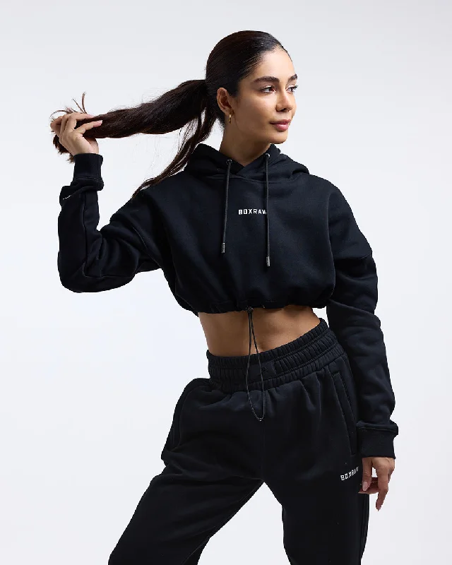 Midnight Sale Johnson Cropped Hoodie - Black