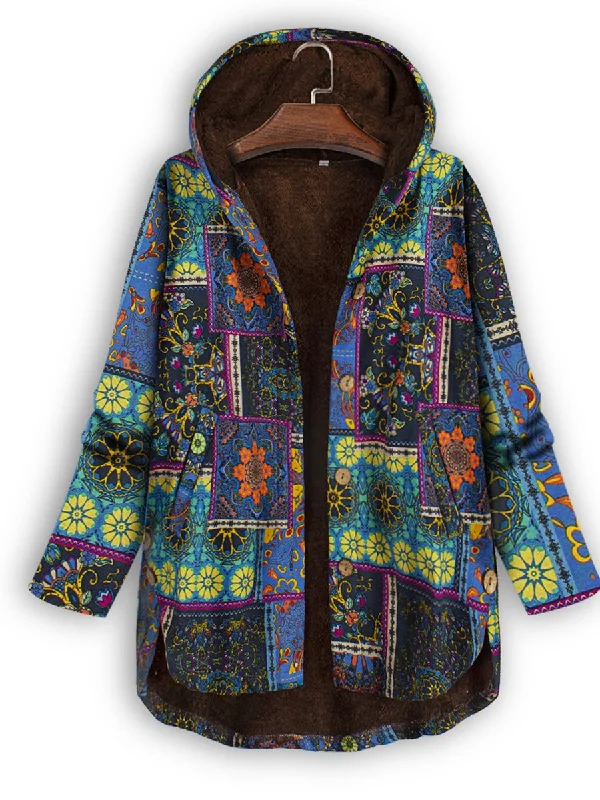 Stock Up and Save soft shell coatCotton and Velvet Hooded Long Coat
