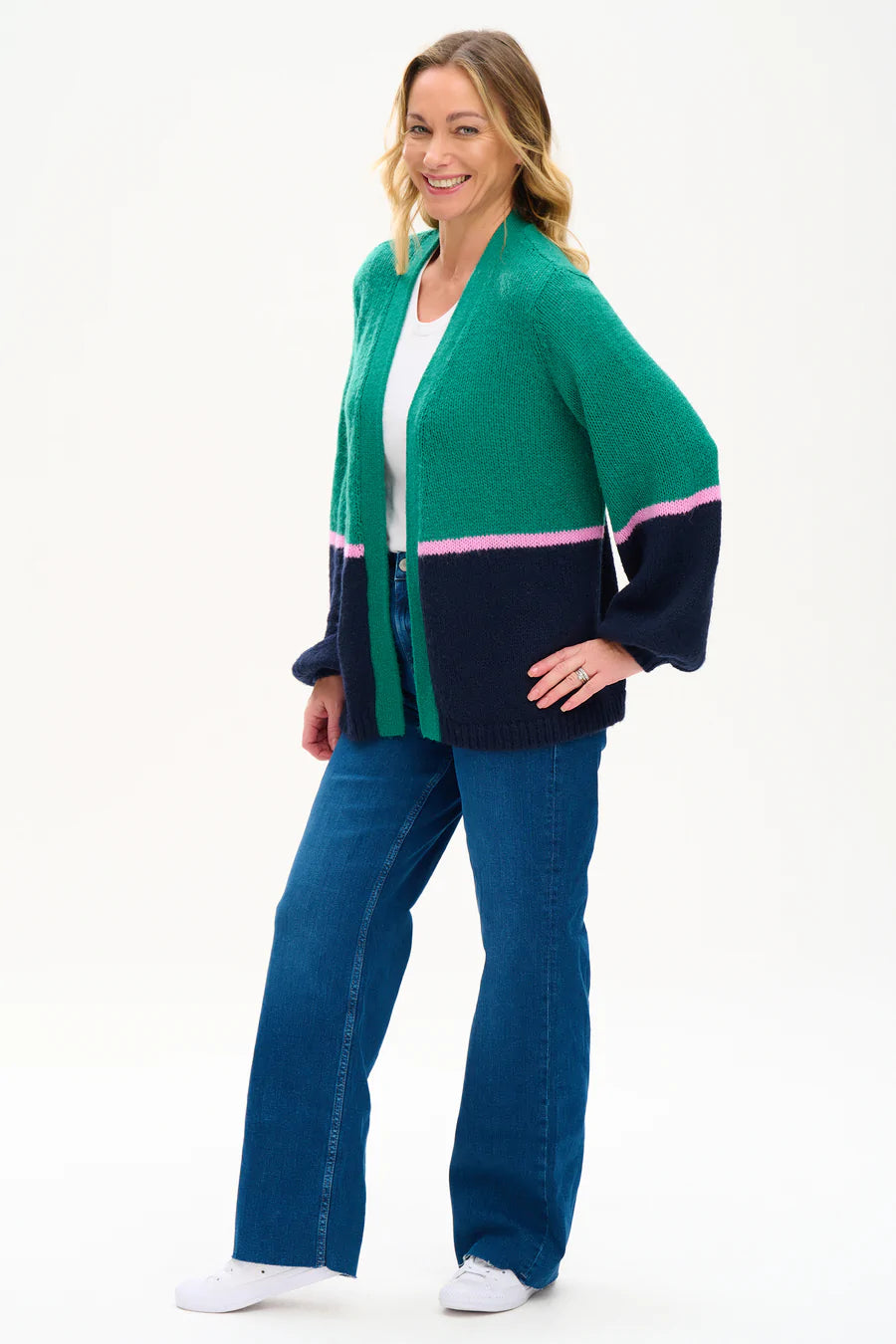 elegant shift dressSugarhill Yvette Green/Navy Cardigan