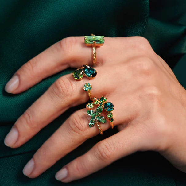 trendy mini dressCaroline Svedbom Alisia Ring Gold Green Combo