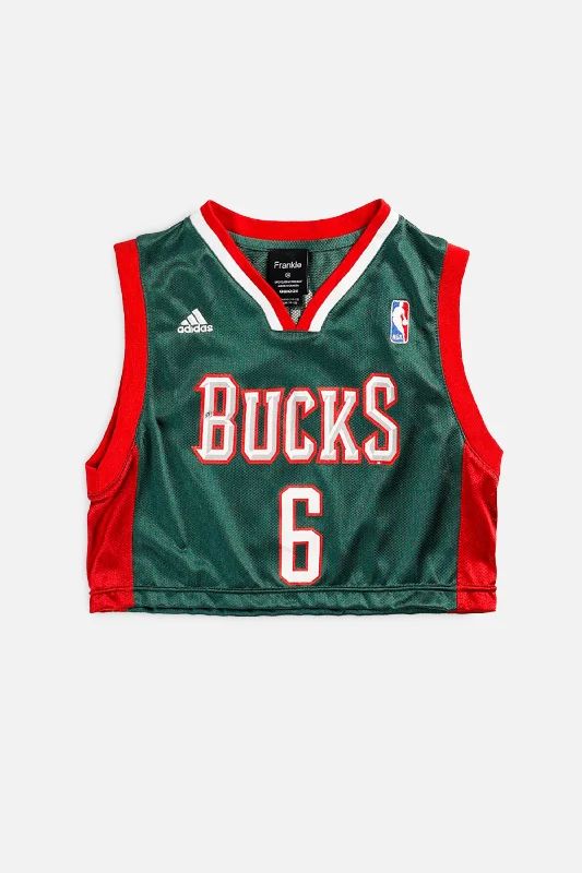 Savings Galore performance workout sweatshirtRework Milwaukee Bucks NBA Crop Jersey - XS