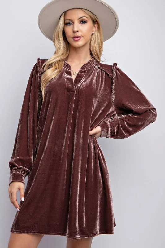 cocktail dressMini Ruffle Detailing Velvet Dress