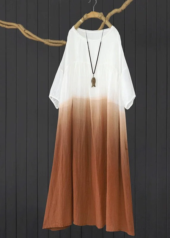 sleek dressGradient Color Brown Cozy Holiday Maxi Dress Summer