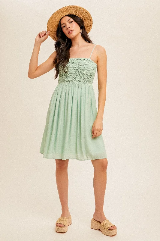 Bargain Blast elegant dressLight Olive Textured Smocked Dress
