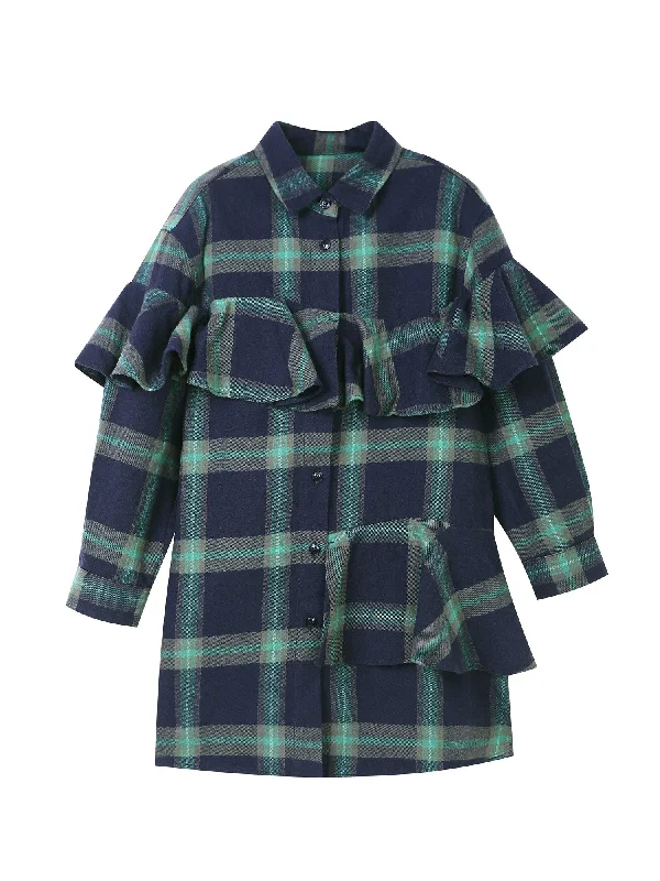 casual evening dressJNBY Kids Plaid Front Ruffle Dress