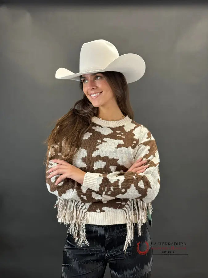 Epic Deals Rock&roll Womens Cow Hide Fringe Pullover