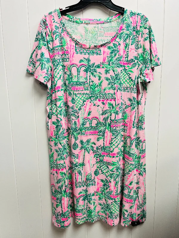 sleek midi dressDress Designer By Lilly Pulitzer In Green & Pink, Size: Xl