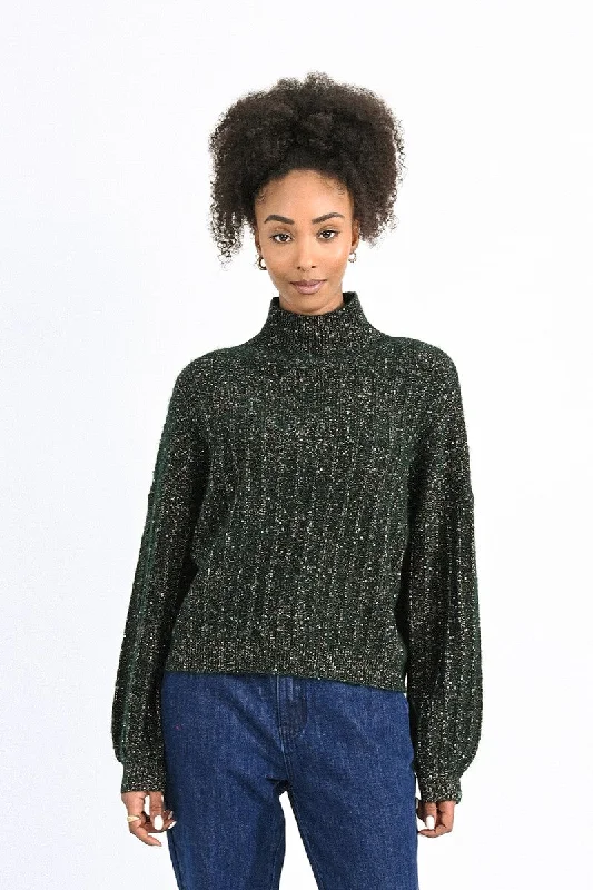 chic shift dressMolly Bracken Stand Up Dark Green Collar Sweater