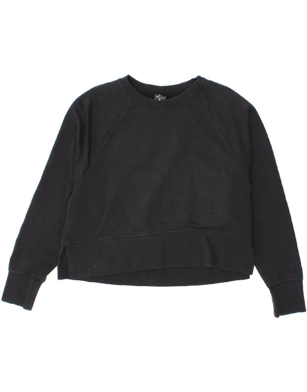 Exclusive Savings NIKE Womens Dri Fit Graphic Crop Sweatshirt Jumper UK 10 Small Black