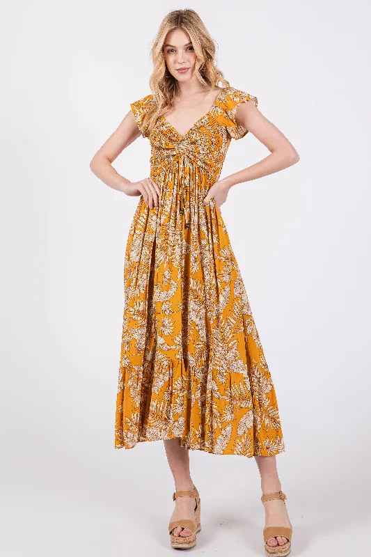 Amazing Deals pleated maxi dressYellow Tropical Print Smocked Short Sleeve Maxi Dress Amazing Deals pleated maxi dressYellow Tropical Print Smocked Short Sleeve Maxi Dress