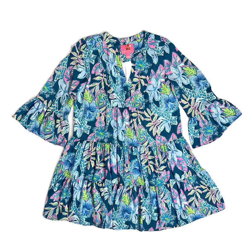 trendy mini dressDress Designer By Lilly Pulitzer In Blue & Green, Size: Xs