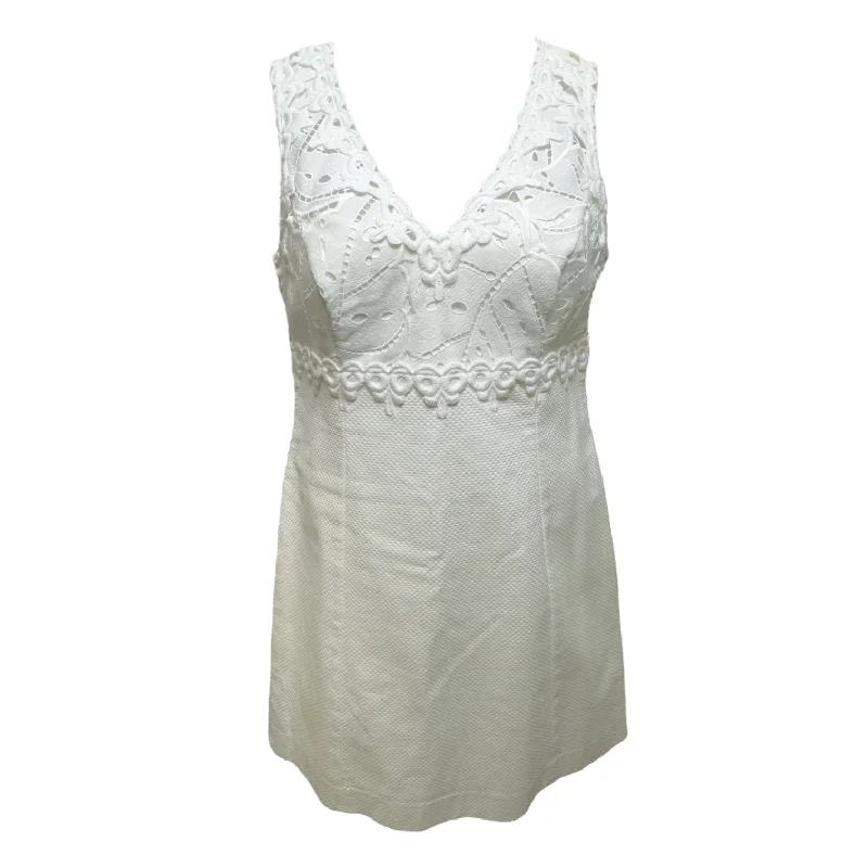 Final Markdown casual day dressSandi Lace Shift Jacquard Dress in Resort White Designer Lilly Pulitzer, Size 8 Final Markdown casual day dressSandi Lace Shift Jacquard Dress in Resort White Designer Lilly Pulitzer, Size 8