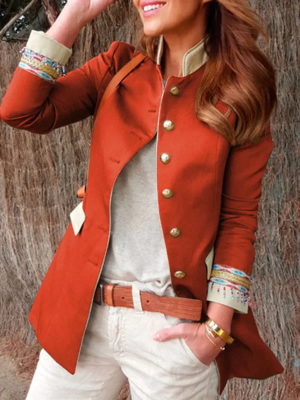 Savings Spectacular premium coatSolid Vintage Jacket Plus Size Buttoned Coat