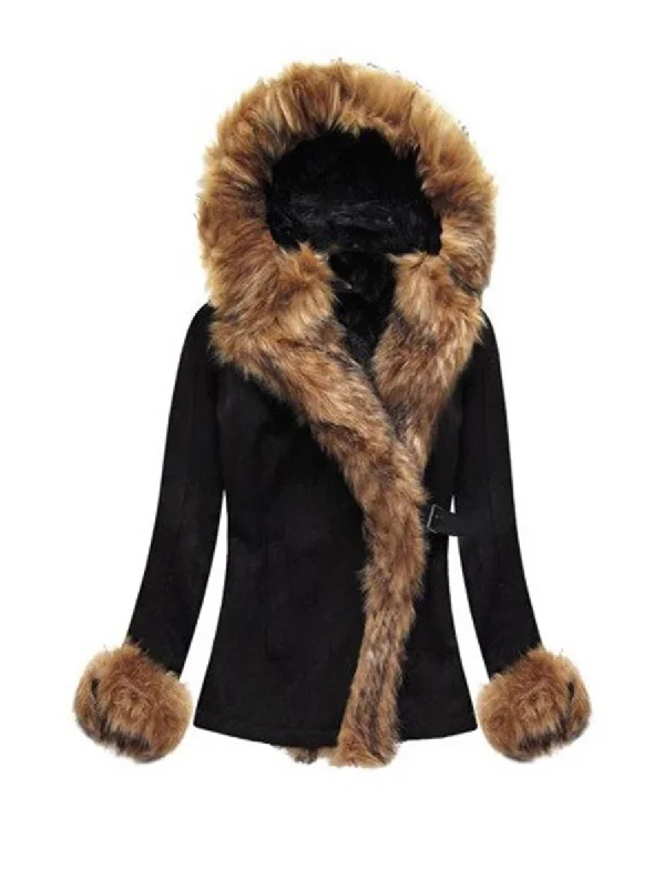 Sale Event chic padded coatBuckskin Hooded and Velvet Slim Short Coat