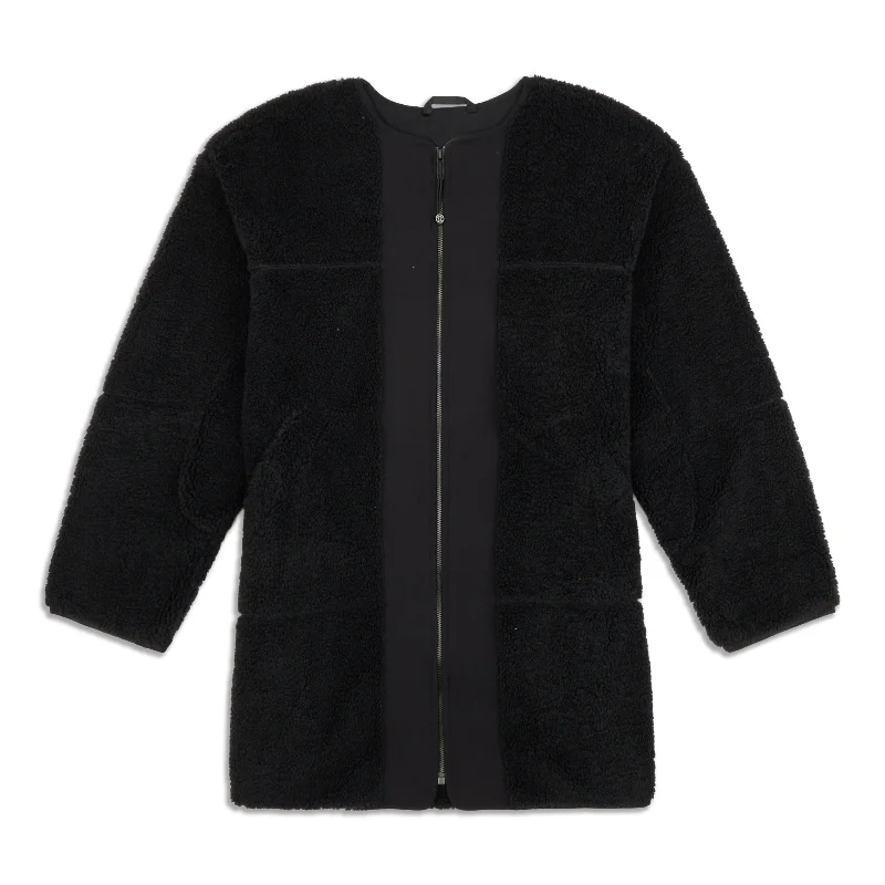 Final Markdown Collarless Textured Fleece Full Zip - Resale