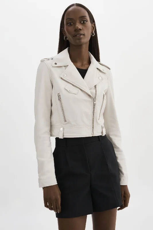 elegant coatCIARA | Cropped Leather Biker Jacket