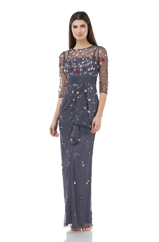 fitted dressJS Collections Floral Beaded Gown - Charcoal Multi