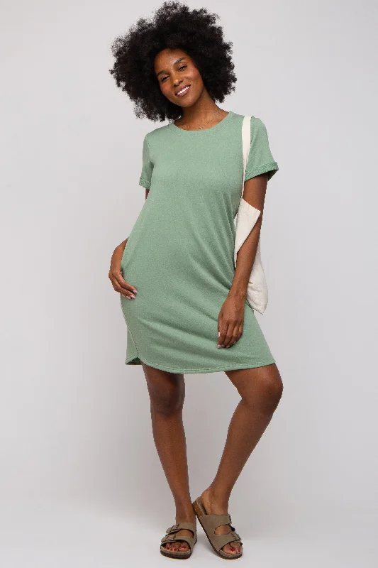 New Arrival relaxed fit dressSage French Terry Cuffed Short Sleeve Dress