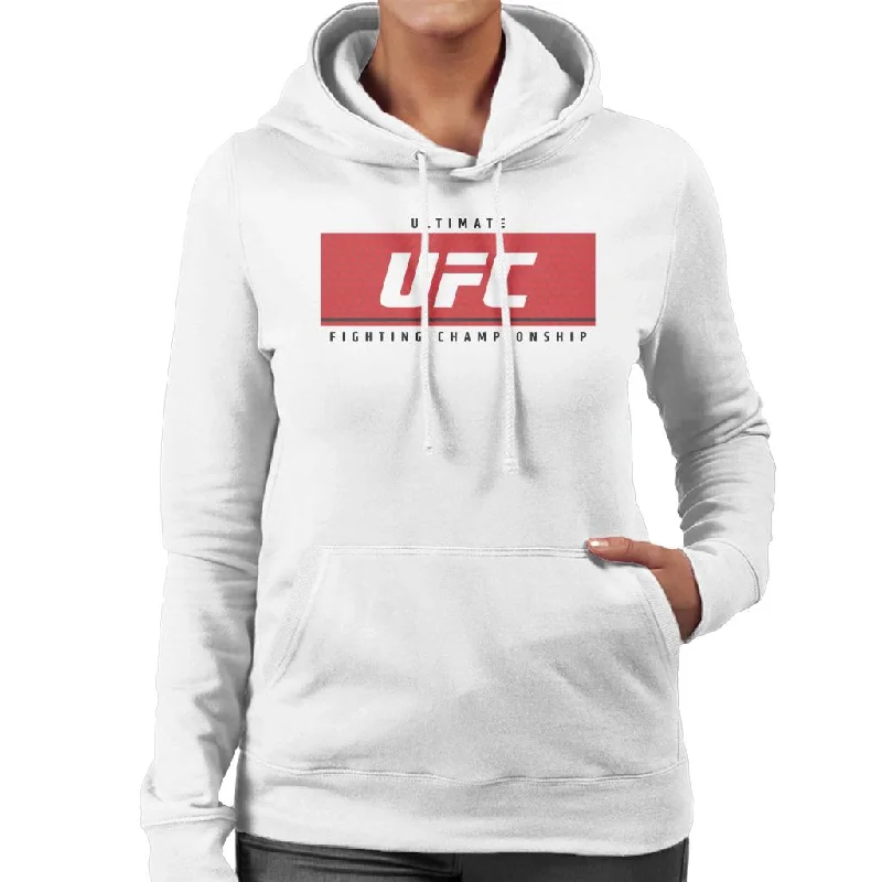 Deal of the Week cozy hoodie for cold weatherUFC Red Block Black Text Women's Hooded Sweatshirt